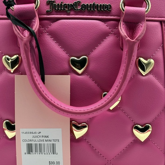 Juicy Couture Bubble Gum Pink Quilted Heart Bag - Picture 2 of 7